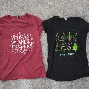 Set Of 2 Christmas/ Holiday Maternity Shirts